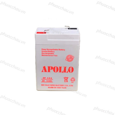 Ắc Quy Apollo NP4-6 6V-4AH, Bình ắc quy khô 6V cho xe điện trẻ em ,đèn khẩn cấp, quạt sạc