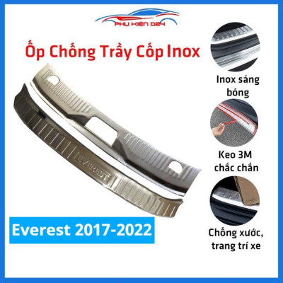Ốp chống trầy cốp Everest 2017-2018-2019-2020-2021-2022 inox sáng bóng bảo vệ xe chống va đập
