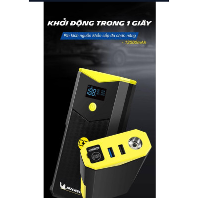 Bộ kích bình ô tô 750A - 1500A chuyên dụng kiêm sạc dự phòng không dây 12000 mAh Michelin 4165ML (Bảo hành 12 tháng)