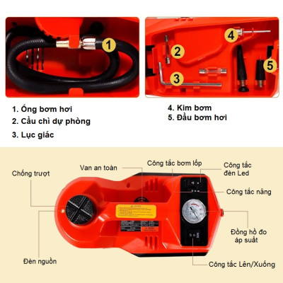 Bộ nâng kích gầm điện kiêm máy bơm lốp và máy siết ốc ô tô đa năng 3 trong 1 ROGTZ TY-003 - Hàng Nhập Khẩu