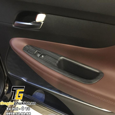 Ốp nội thất vân gỗ cho Hyundai Santafe 2019 Cao cấp - gỗ đen
