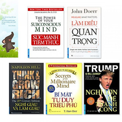 Combo 5 quyển: Sức Mạnh Tiềm Thức, Làm Điều Quan Trọng, Nghĩ Giàu Và Làm Giàu, Bí Mật Tư Duy Triệu Phú, Nghĩ Lớn Để Thành Công (Tặng kèm bookmark danh ngôn hình voi)