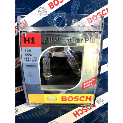 Bóng Đèn Tăng Sáng Bosch H1 12V 55W All Weather 2900K (Hộp 2 bóng)