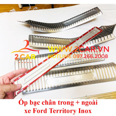 Ốp bậc cửa, Nẹp bước chân trong ngoài xe Ford Territory 2022 2023 INOX cao cấp