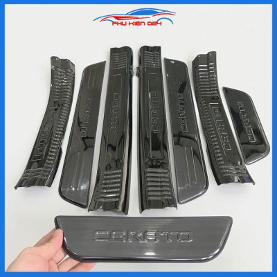 Bộ ốp bậc cửa trong ngoài nẹp bước chân Cerato 2014-2015-2016-2017-2018 vân Titan chống trầy trang trí xe