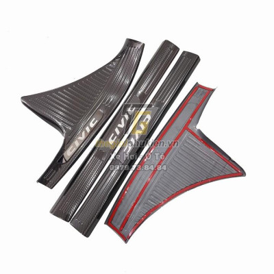 Bộ Ốp bậc cửa, Nẹp bước chân dành cho Honda Civic 2016-2019 vân Carbon
