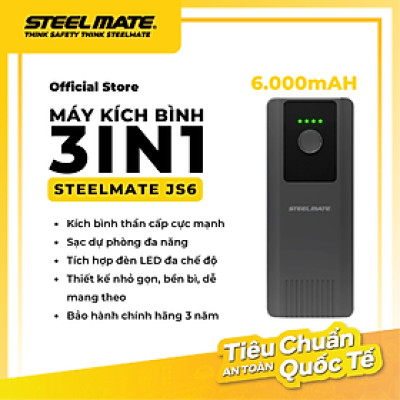 Kích Bình Ô Tô STEELMATE JS6 – Hỗ Trợ Động Cơ Xăng 2.0L, Dầu 1.5L, Tích Hợp Sạc Dự Phòng, Đèn LED Cảnh Báo, Bảo Hành 3 Năm
