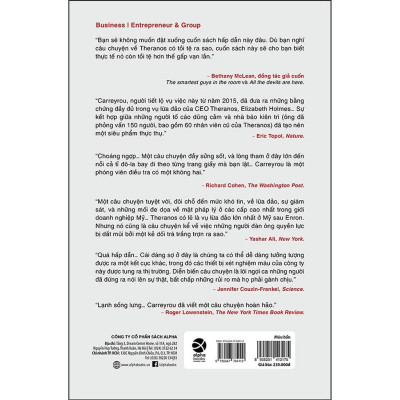 Khởi nghiệp công nghệ – Máu Bẩn (Bad Blood - Ảo tưởng, tham vọng, bí mật & sự dối trá trong vụ lừa đảo lớn nhất...)