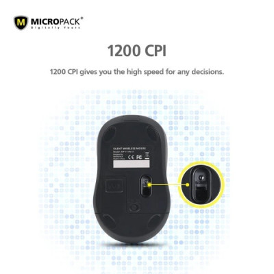 Chuột không dây MicroPack SPEEDY SILENT MP-771W Công Nghệ Giảm Tiếng Ốn Kiểu Dáng Đẹp Tiện Dụng Giảm Mỏi Tay Hàng Chính Hãng