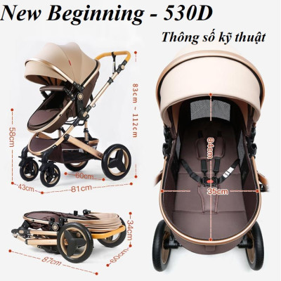 Xe đẩy trẻ em cao cấp 2 chiều gấp gọn, khung hợp kim nhôm, bánh xoay 360°