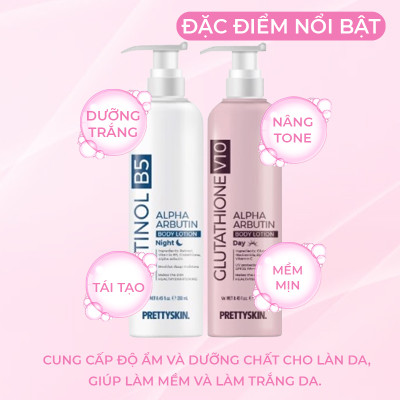 Kem Dưỡng Thể Ban Đêm Tái Tạo, Phục Hồi Làn Da Body Treatment Pretty Skin Retinol B5 Alpha Arbutin Body Lotion 250ml