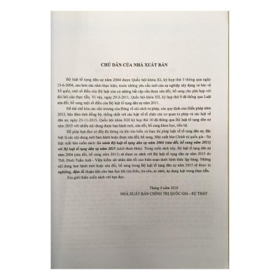 Sách - So Sánh Bộ Luật Tố Tụng Dân Sự Năm 2004 (Sửa Đổi, Bổ Sung Năm 2011) Với Bộ Luật Tố Tụng Dân Sự Năm 2015 - NXB Chính Trị Quốc Gia
