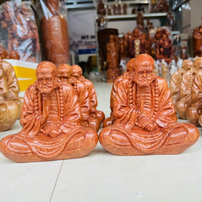 Tượng đạt ma sư tổ bằng gỗ hương đá kt 15×15×7cm