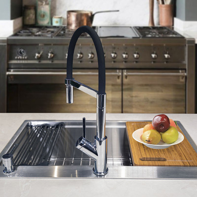 Vòi rửa bát thân mềm Konox, Model Bian, Bề mặt mạ PVD Chrome 5 lớp, Lõi đồng tiêu chuẩn CW617N, Linh kiện phụ trợ dòng chảy nhập khẩu châu Âu, Bảo hành chính hãng 5 năm, Hàng chính hãng