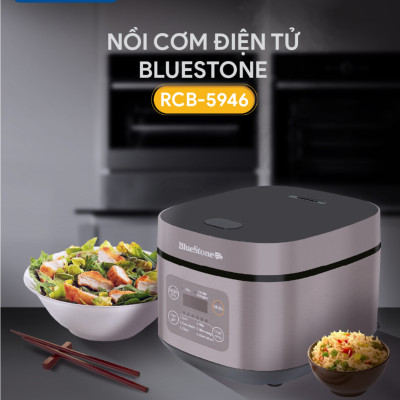 Nồi Cơm Điện Tử BlueStone RCB-5946 - Dung Tích 1,5 lít - Công suất 860W - Lòng nồi phủ chống dính cao cấp an toàn sức khỏe - 6 chế độ cài đặt sẵn - Bảo hành 2 năm - Hàng chính hãng