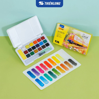 Màu nước nén Thiên Long 12/18/24 màu Colokit Solid Water Color - Màu nén mịn, dễ pha màu, đạt chuẩn châu Âu, tặng kèm cọ