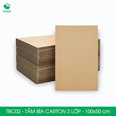 TBC02 - 100x50 cm - 5 tấm bìa carton 3 lớp nguyên tấm cứng cáp, bìa gói hàng, bìa mô hình