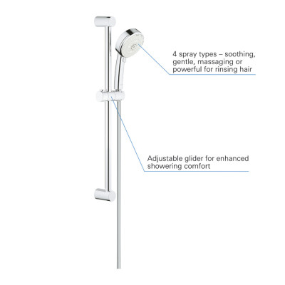 Bộ Tay Sen GROHE TEMPESTA COSMOPOLITAN 100 - 4 Chế Độ Kèm Thanh Trượt - 27787002