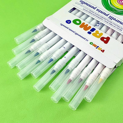 Hộp 12 Bút Lông Màu Rửa Được Brush Tip Fibre Pens 4.0 mm - Primo 618BT12