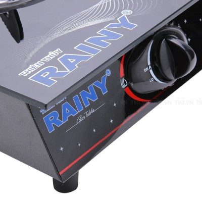 Bếp Gas Đơn mặt kính Chén Đồng Rainy hoa văn và màu sắc ngẫu nhiên + tặng vĩ nướng chống dính - Hàng Chính Hãng 