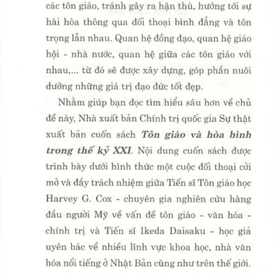Tôn Giáo Và Hòa Bình Trong Thế Kỷ Xxi (Sách Tham Khảo)
