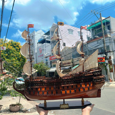 Mô Hình Thuyền Gỗ Phong Thủy Gia Nhiên, Thuyền Buồm Gỗ SAN FELIPE, thuyền buồm phong thủy chính hãng