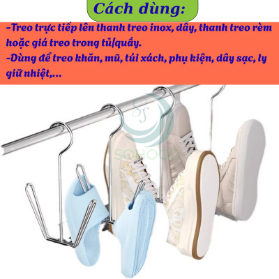 Bộ 2 Móc Treo Giày Đôi Inox Đa Năng- Móc Phơi Giày Thông Minh Chống Gỉ -	Móc Sắt Treo Dép – Giày – Chai Đa Dụng