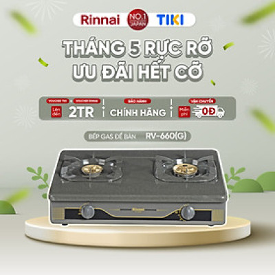 Bếp gas dương Rinnai RV-660(G) mặt bếp men và kiềng bếp men - Hàng chính hãng.