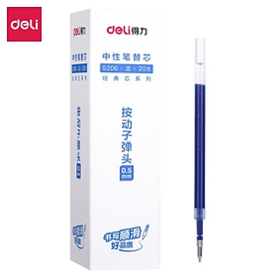 Bút gel bấm Bút bi nước mực Xanh/Đen/Đỏ Deli cho Văn phòng Học sinh ngòi 0.5mm - Mực đều chữ đẹp - có ngòi thay thế