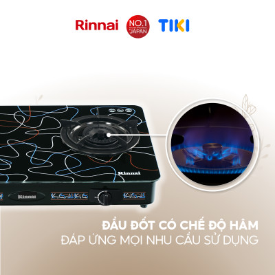Bếp gas dương Rinnai RV-715Slim-SCH(Zi) mặt bếp kính SCHOTT và kiềng bếp men - Hàng chính hãng.