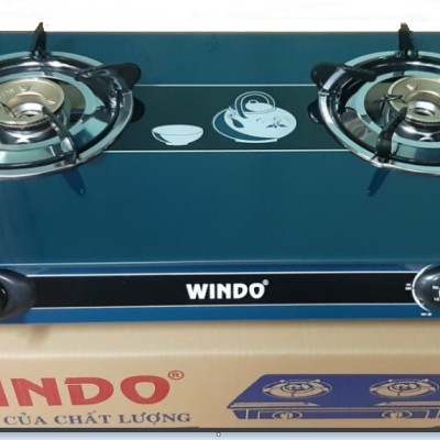 Bếp Ga Đôi WINDO - WD717- Mặt Kiếng Cường Lực Đầu Đốt Đồng Khung Inox Bền Bỉ (Hoa Văn Ngẫu Nhiên)-Hàng Chính Hãng