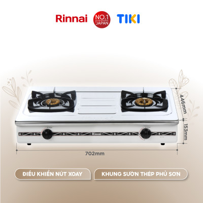 Bếp gas dương Rinnai RV-375(SW)N mặt bếp inox và kiềng bếp men - Hàng chính hãng.