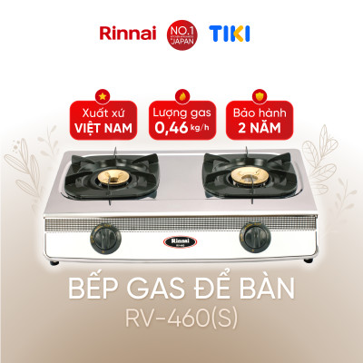 Bếp gas dương Rinnai RV-460(S) mặt bếp inox và kiềng bếp men - Hàng chính hãng.