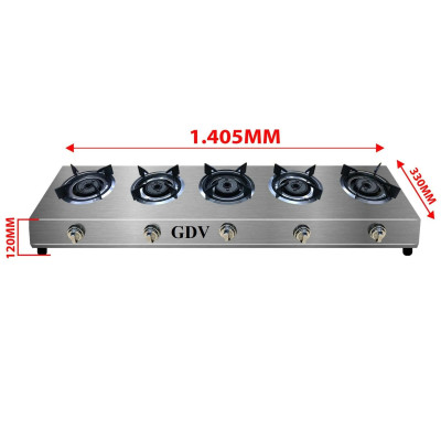Bếp Gas Khè Công Nghiệp Inox GDV 5 Lò Đốt - Hàng Chính Hãng