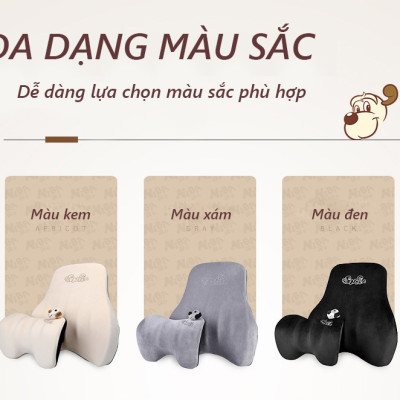 Gối tựa đầu, tựa lưng ICAROOM cao su non dành cho xe ô tô và ghế văn phòng chống đau lưng
