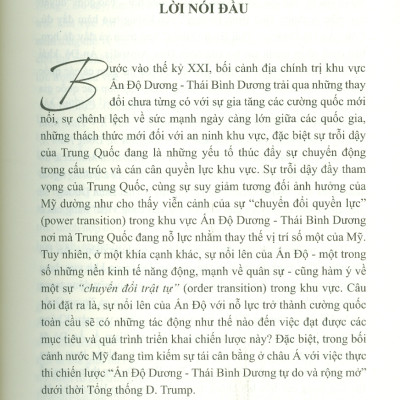 ẤN ĐỘ Trong Sự Định Hình Cấu Trúc Khu Vực ẤN ĐỘ DƯƠNG - THÁI BÌNH DƯƠNG (Sách chuyên khảo)