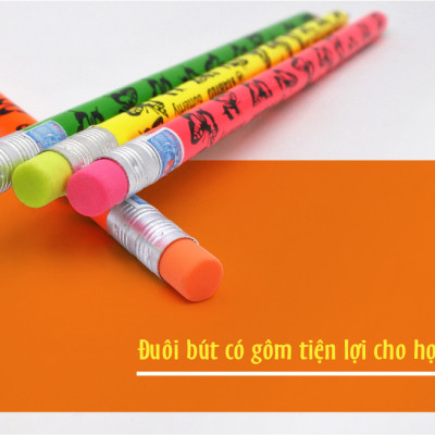 Hộp bút chì gỗ STABILO butterfly 2B hình bươm bướm, có đầu tẩy - Hộp 12 bút thân màu hồng,có đầu tẩy + Gôm tẩy ER198 (PC4920P/12-2B+)