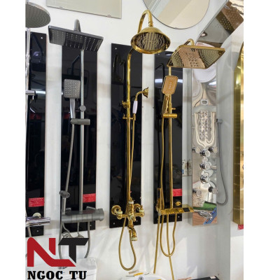 Sen cây mạ vàng tắm đứng chính hãng GROVES nhập khẩu nóng lạnh đính đá ngọc GS 8766