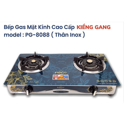 Bếp gas đôi mặt kính Kiềng Gang Pengo PG-8088B( Hàng chính hãng)