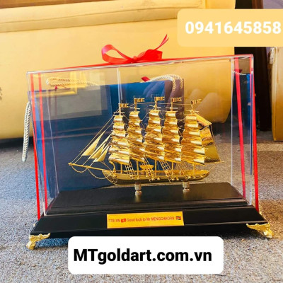 Mô hình thuyền buồm mạ vàng MT Gold Art(305 x 118x 225 mm) M06- Hàng chính hãng, quà tặng dành cho sếp, khách hàng, đối tác