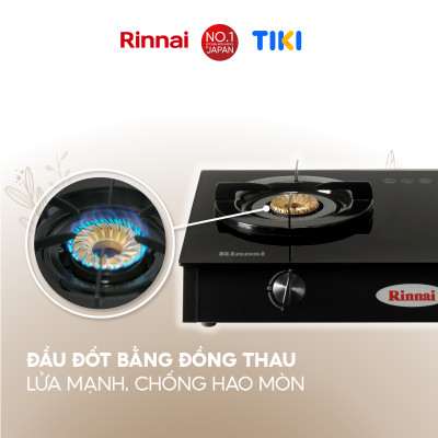 Bếp gas dương Rinnai RV-7Double Glass(B) mặt bếp kính và kiềng bếp men - Hàng chính hãng.