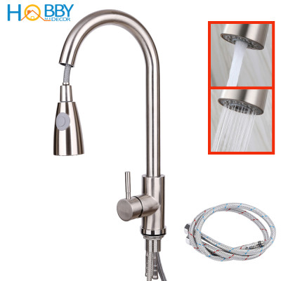 Vòi rửa chén dây rút nóng lạnh 2 chế độ inox 304 Hobby Home Decor VDR1