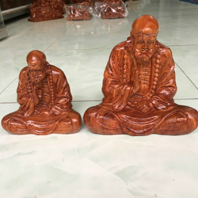 Tượng đạt ma sư tổ ngồi thiền bằng gỗ hương đá kt 20×17×11cm 