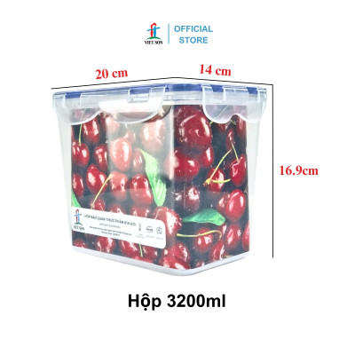 [TẶNG KHAY RÁO NƯỚC] Bộ 3 Hộp Đựng Thực Phẩm VIETSON (1300,2400,3200ml) Nắp Khóa 4 Cạnh Kín Hơi