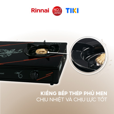 Bếp gas dương Rinnai RV-3715GL(FM) mặt bếp kính và kiềng bếp men - Hàng chính hãng.