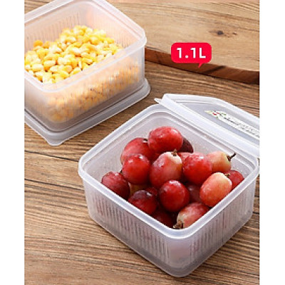 Set hộp thực phẩm 2 lớp bảo quản tủ lạnh, dùng được trong lò vi sóng Nakaya 1.1L - Hàng nội địa Nhật Bản (#Made in Japan)