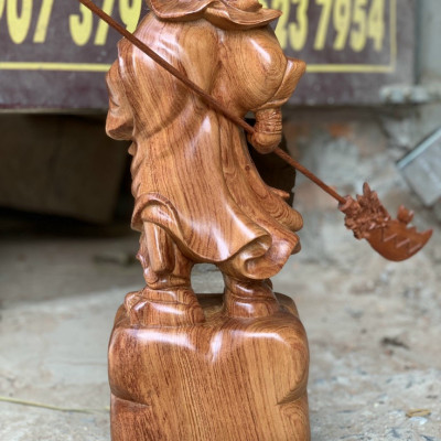 Tượng quan công gỗ hương đá kt cao 30×13×9cm