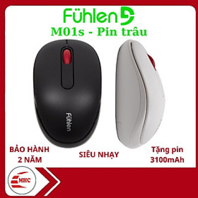 Chuột không dây Fuhlen M01s Pin trâu, siêu nhạy, bảo hành Ninza 24 tháng, tặng kèm pin- Hàng chính hãng