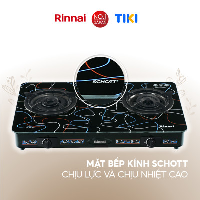 Bếp gas dương Rinnai RV-715Slim-SCH(Zi) mặt bếp kính SCHOTT và kiềng bếp men - Hàng chính hãng.