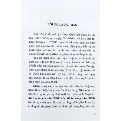Sách - Luật An Ninh Quốc Gia Năm 2024 (Sửa Đổi, Bổ Sung Năm 2023) - NXB Chính Trị Quốc Gia